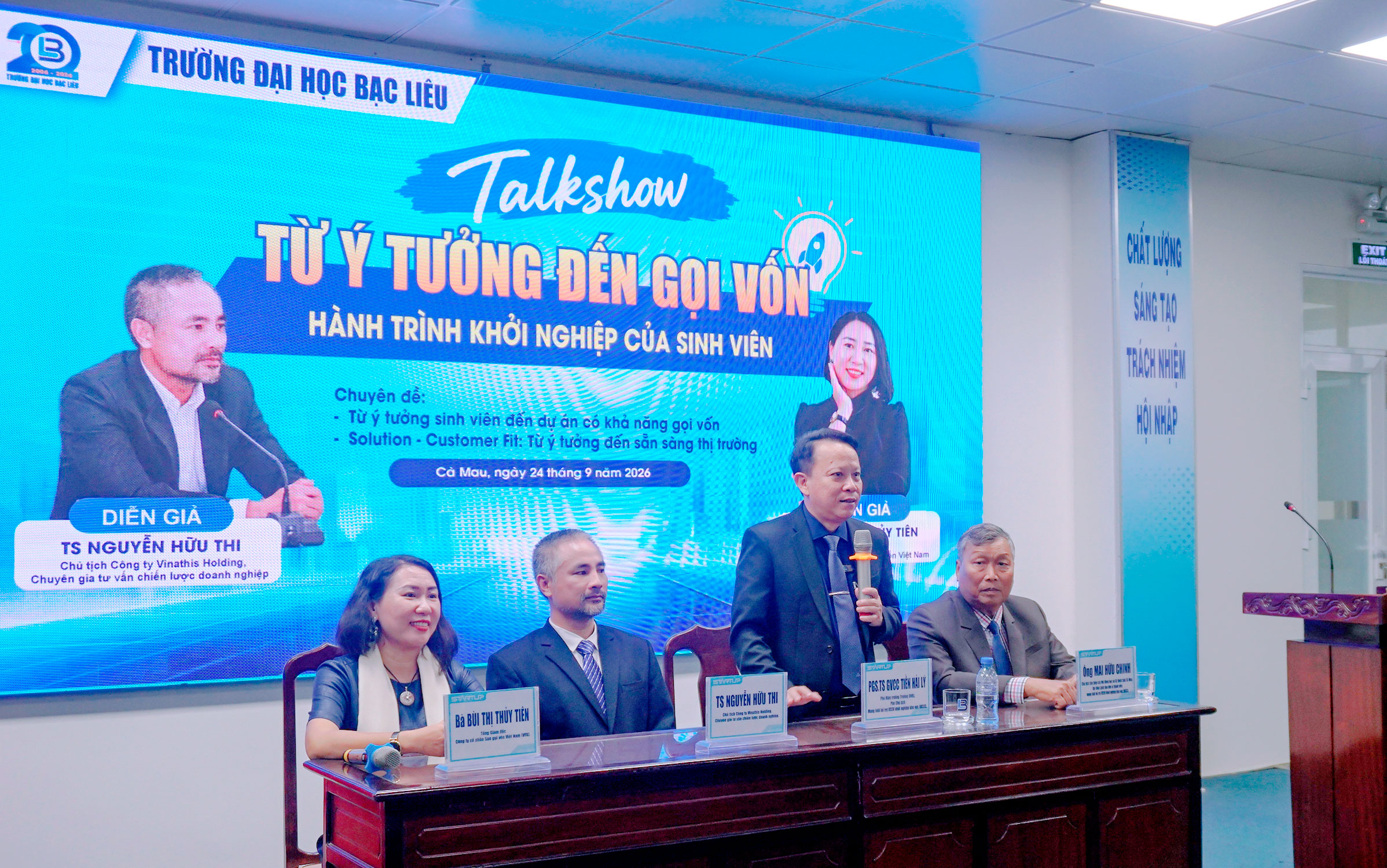Trường Đại học Bạc Liêu tổ chức Talkshow “Từ ý tưởng đến gọi vốn – Hành trình khởi nghiệp của sinh viên”
